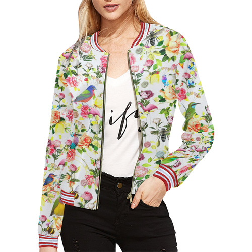 Hello Summer All Over Print Bomber Jacket for Women (Model H21)