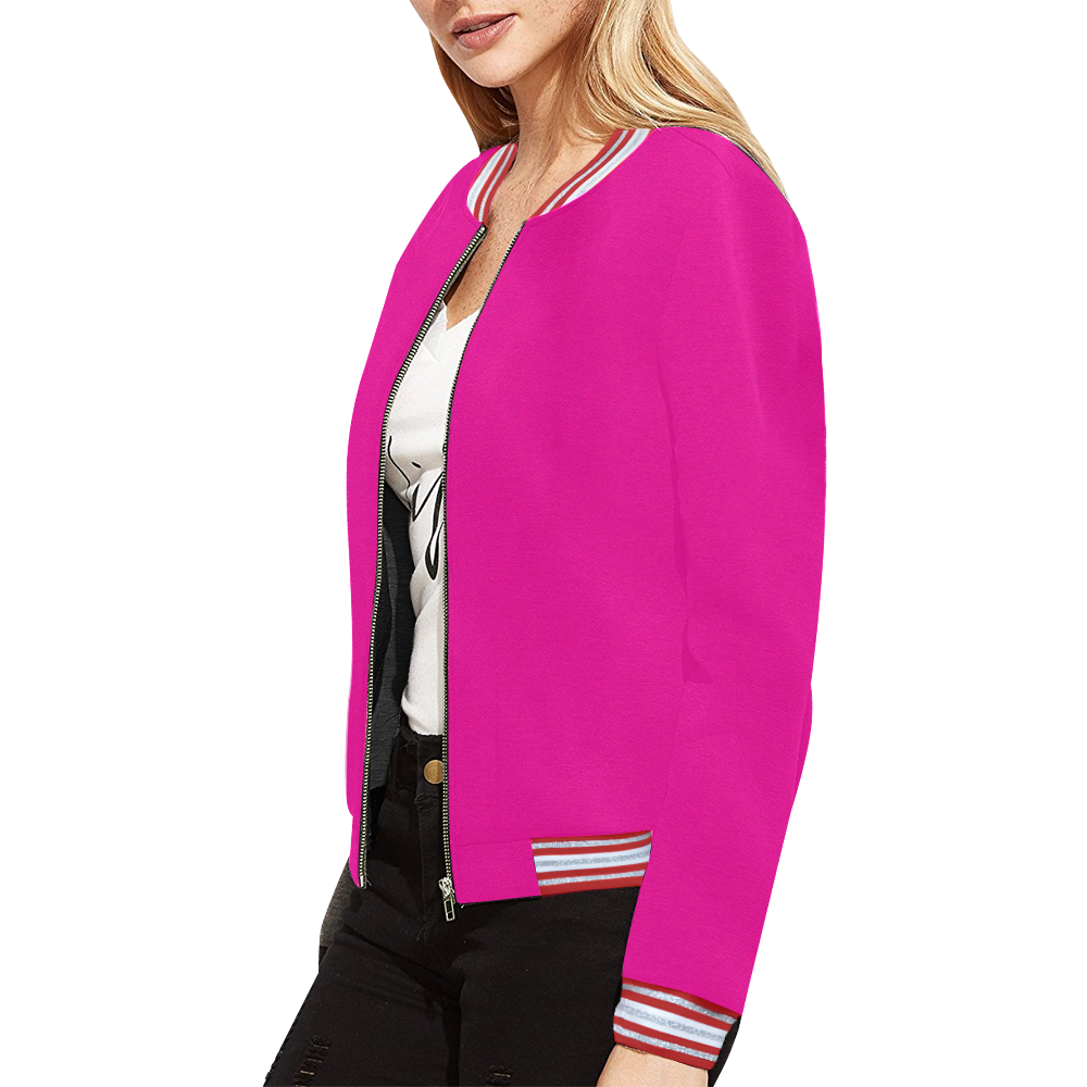 Pink by Artdream All Over Print Bomber Jacket for Women (Model H21)