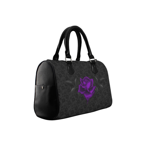 Gothic Dark Purple Rose With Lace Boston Handbag (Model 1621)