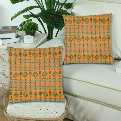 ethnic african tribal pattern Custom Zippered Pillow Cases 18"x 18" (Twin Sides) (Set of 2)