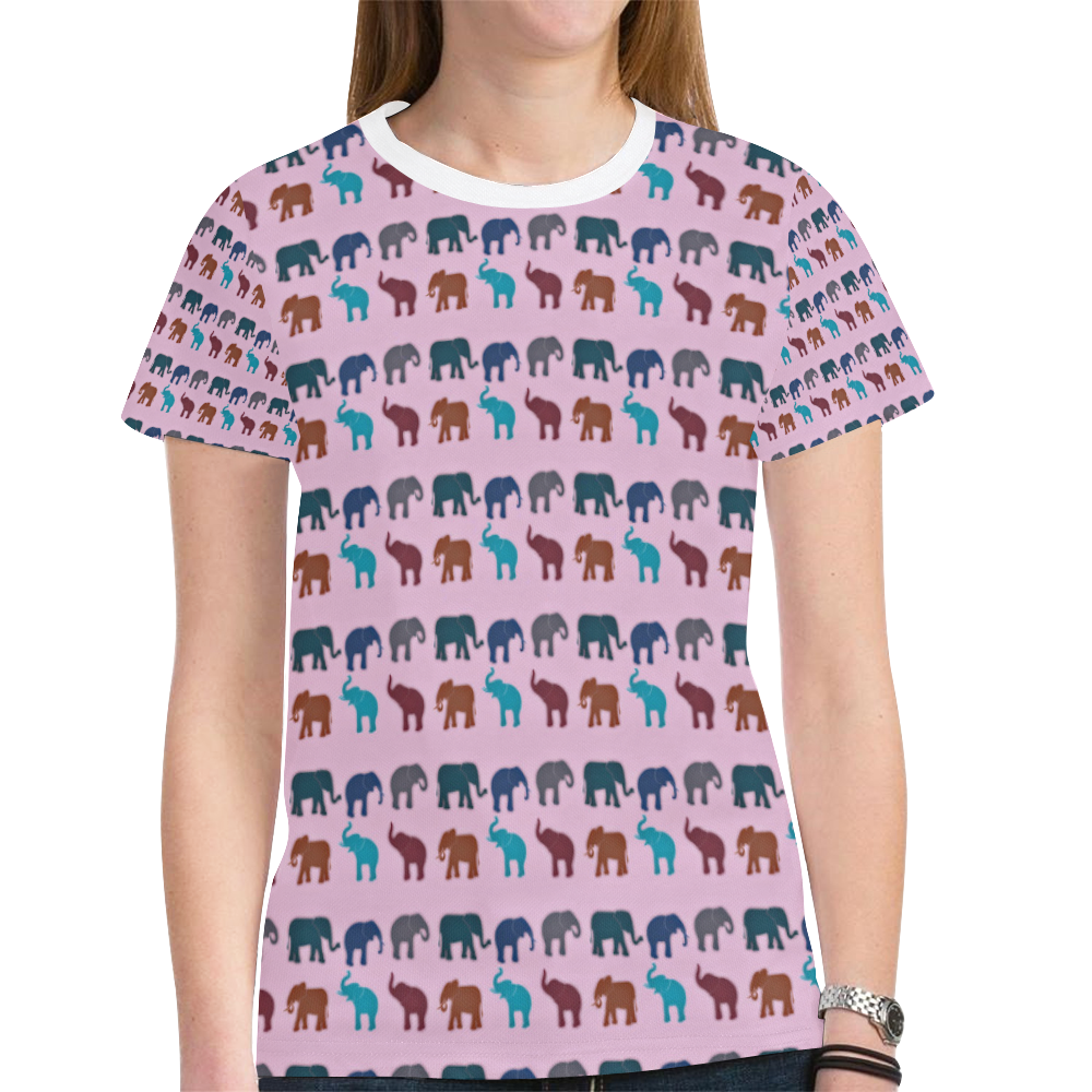 Elephant Trio New All Over Print T-shirt for Women (Model T45)