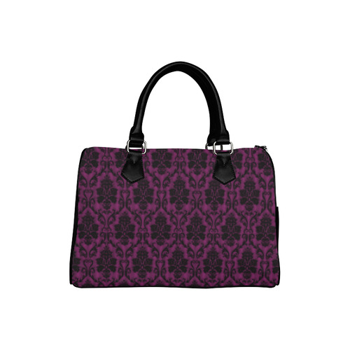 Gothic Victorian Black'n Purple Pattern Boston Handbag (Model 1621)