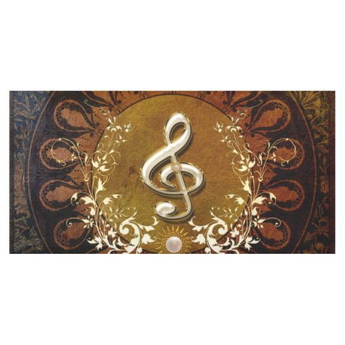 Music, decorative clef with floral elements Cotton Linen Tablecloth 60"x120"