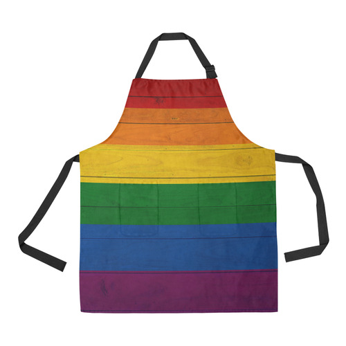 Rainbow Flag Colored Stripes Wood All Over Print Apron