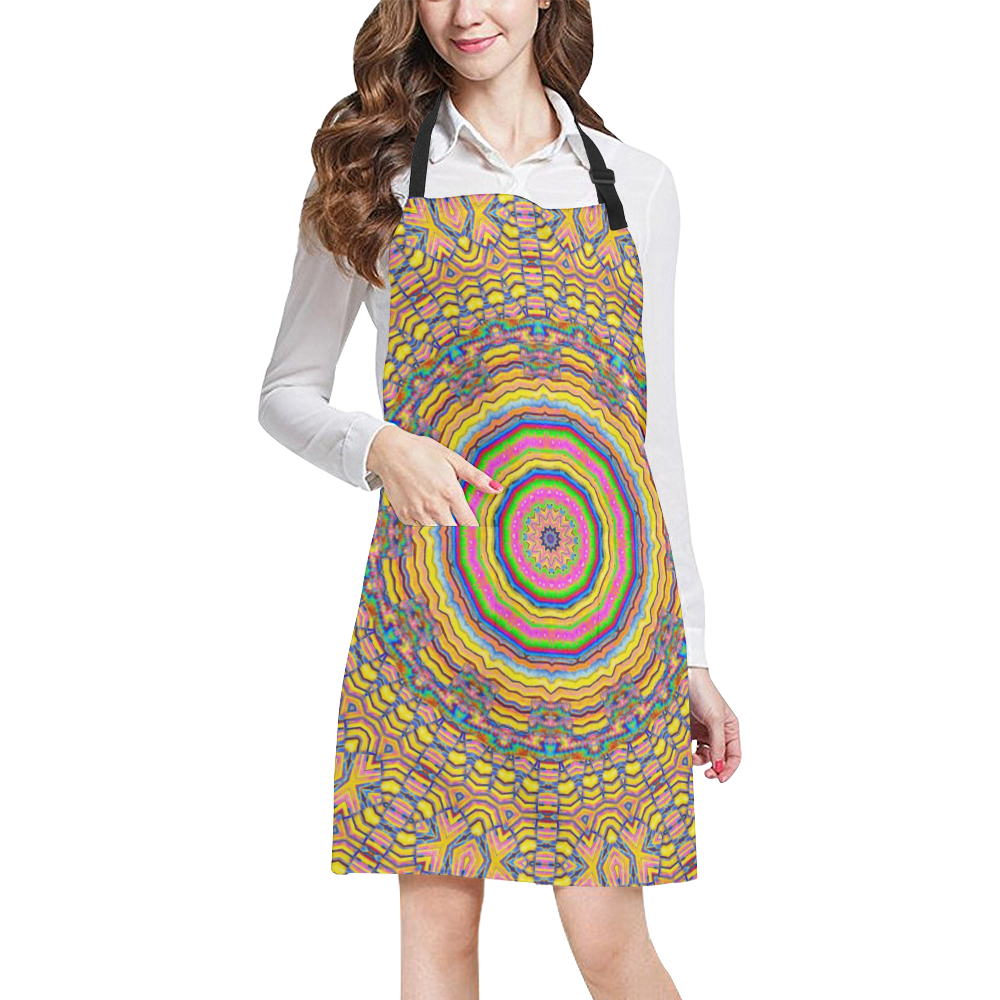 wood festive rainbow mandala All Over Print Apron