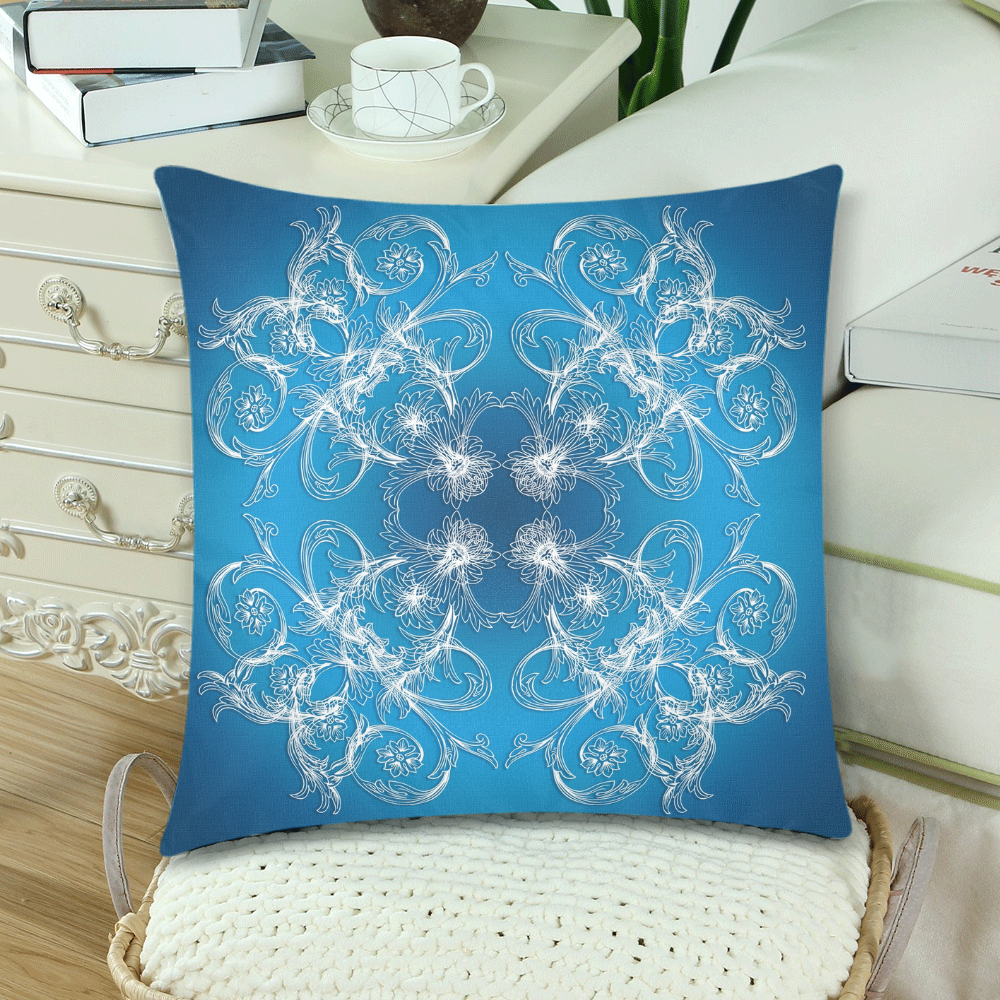 Baroque stule blue gradient texture. Custom Zippered Pillow Cases 18"x 18" (Twin Sides) (Set of 2)