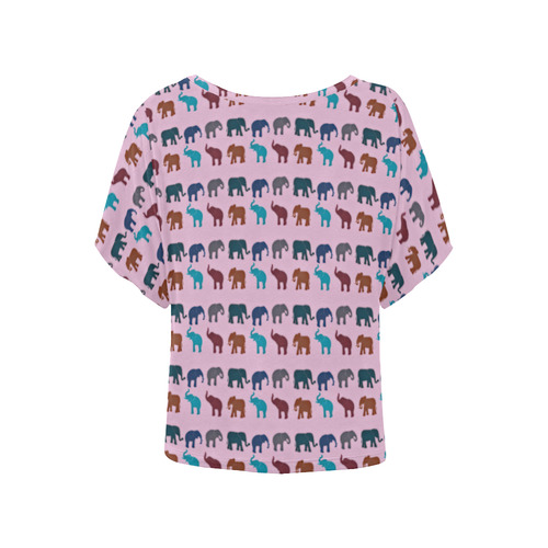 Elephant Trio Women's Batwing-Sleeved Blouse T shirt (Model T44)