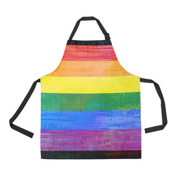Rainbow Flag Colored Stripes Grunge All Over Print Apron