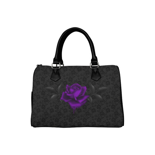 Gothic Dark Purple Rose With Lace Boston Handbag (Model 1621)