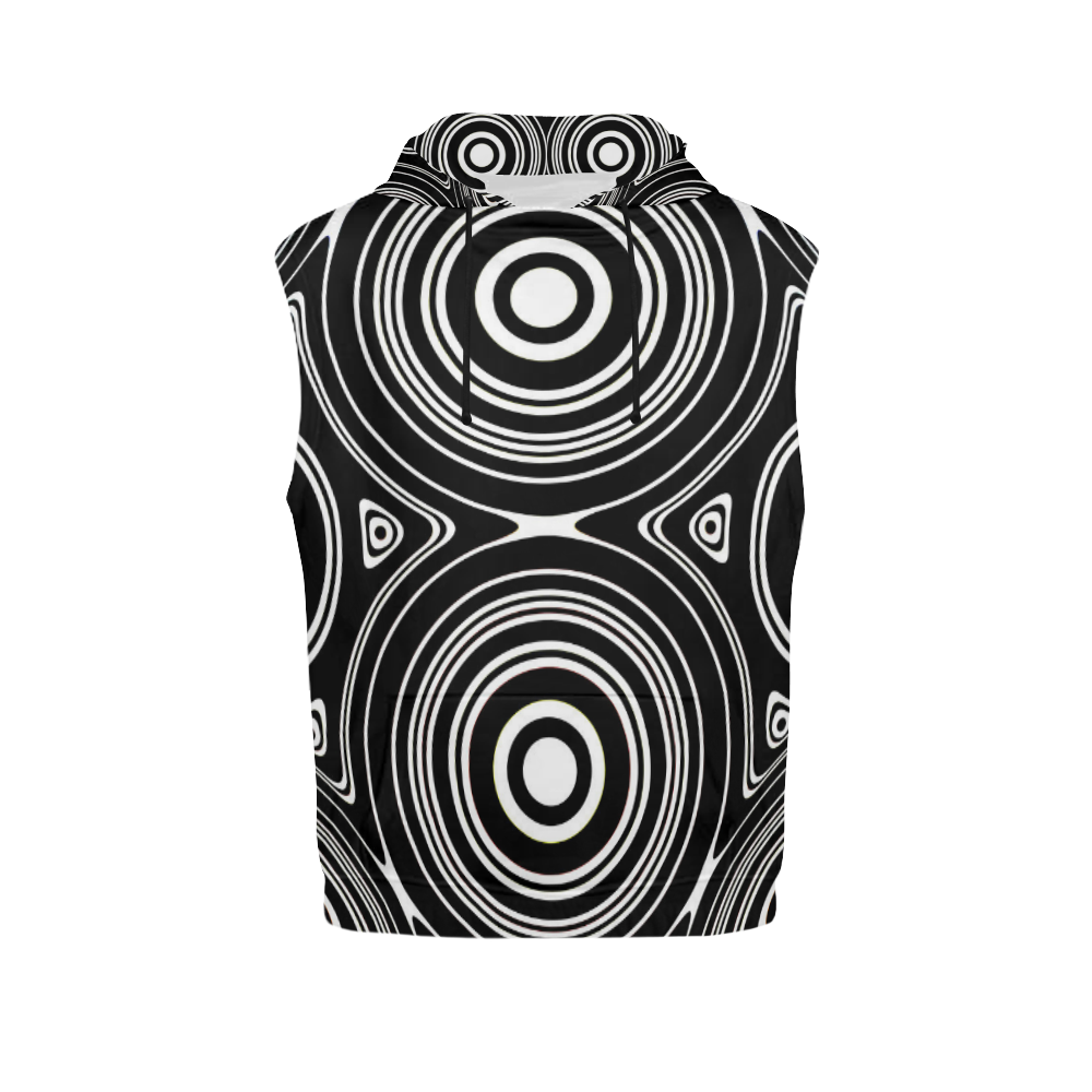 Concentric Circle Pattern All Over Print Sleeveless Hoodie for Women (Model H15)