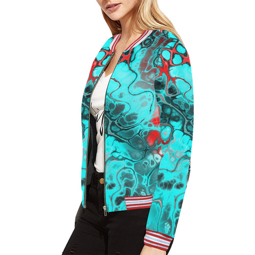 awesome fractal 35G by JamColors All Over Print Bomber Jacket for Women (Model H21)