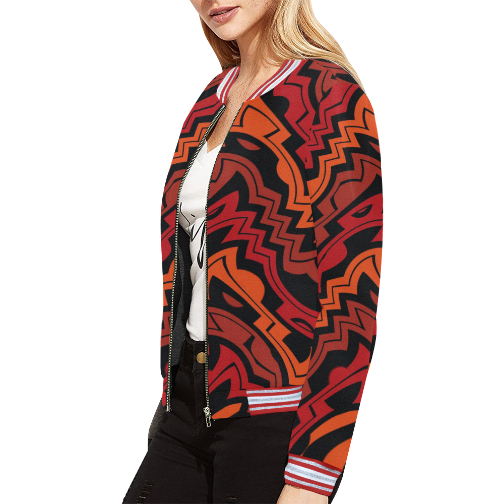 Heat Wave All Over Print Bomber Jacket for Women (Model H21)
