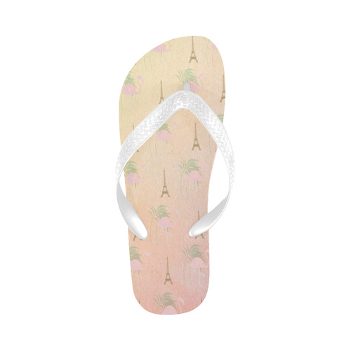 Faded Paper Parisian Flamingoes Flip Flops for Men/Women (Model 040)