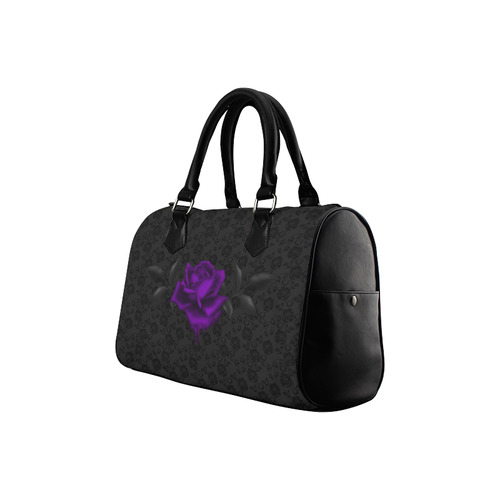 Gothic Dark Purple Rose With Lace Boston Handbag (Model 1621)