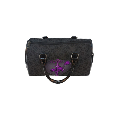 Gothic Purple Heart With Dark Lace Boston Handbag (Model 1621)