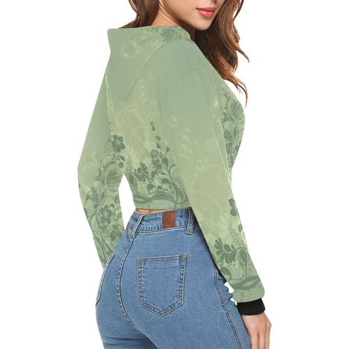 green7 All Over Print Crop Hoodie for Women (Model H22)