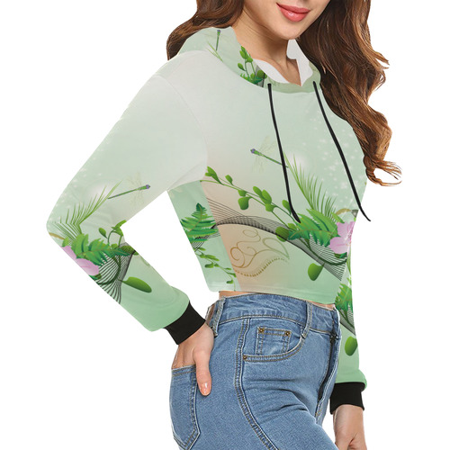 Beautiful flowers, soft colors All Over Print Crop Hoodie for Women (Model H22)