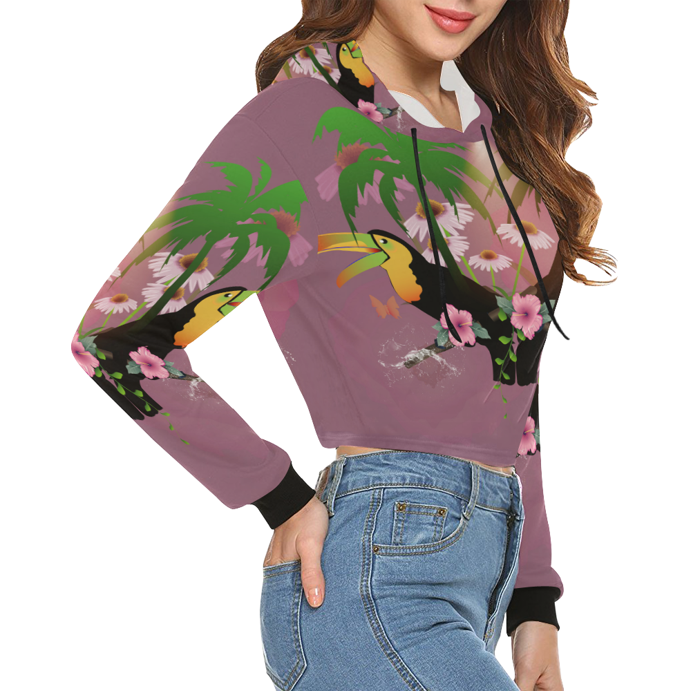 toucanspalm1 All Over Print Crop Hoodie for Women (Model H22)