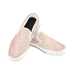 Kids Faded paper Parisian Flamingoes Slip-on Canvas Shoes for Kid (Model 019)