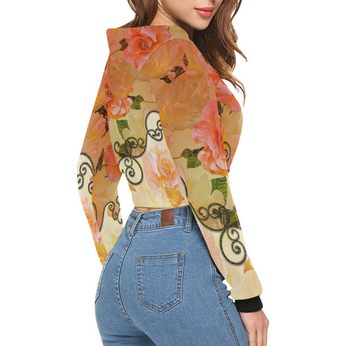 Beautiful flowers All Over Print Crop Hoodie for Women (Model H22)
