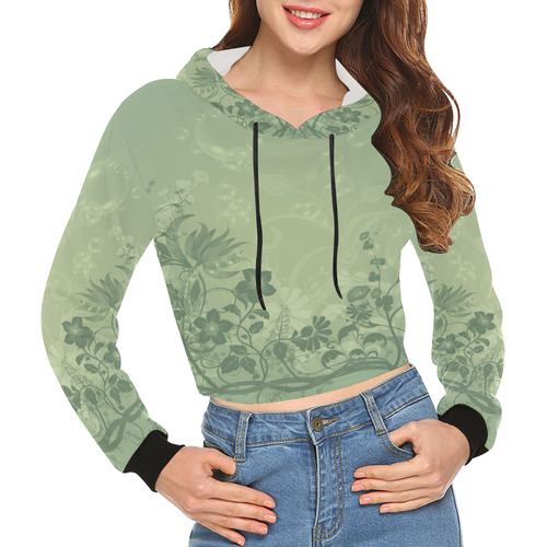 green7 All Over Print Crop Hoodie for Women (Model H22)