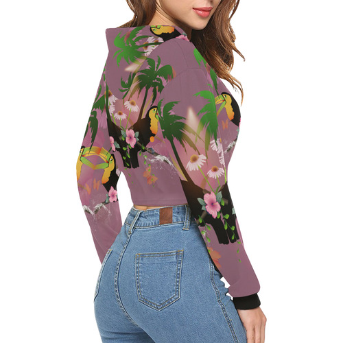 toucanspalm1 All Over Print Crop Hoodie for Women (Model H22)