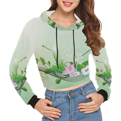 Beautiful flowers, soft colors All Over Print Crop Hoodie for Women (Model H22)