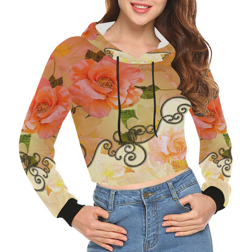Beautiful flowers All Over Print Crop Hoodie for Women (Model H22)