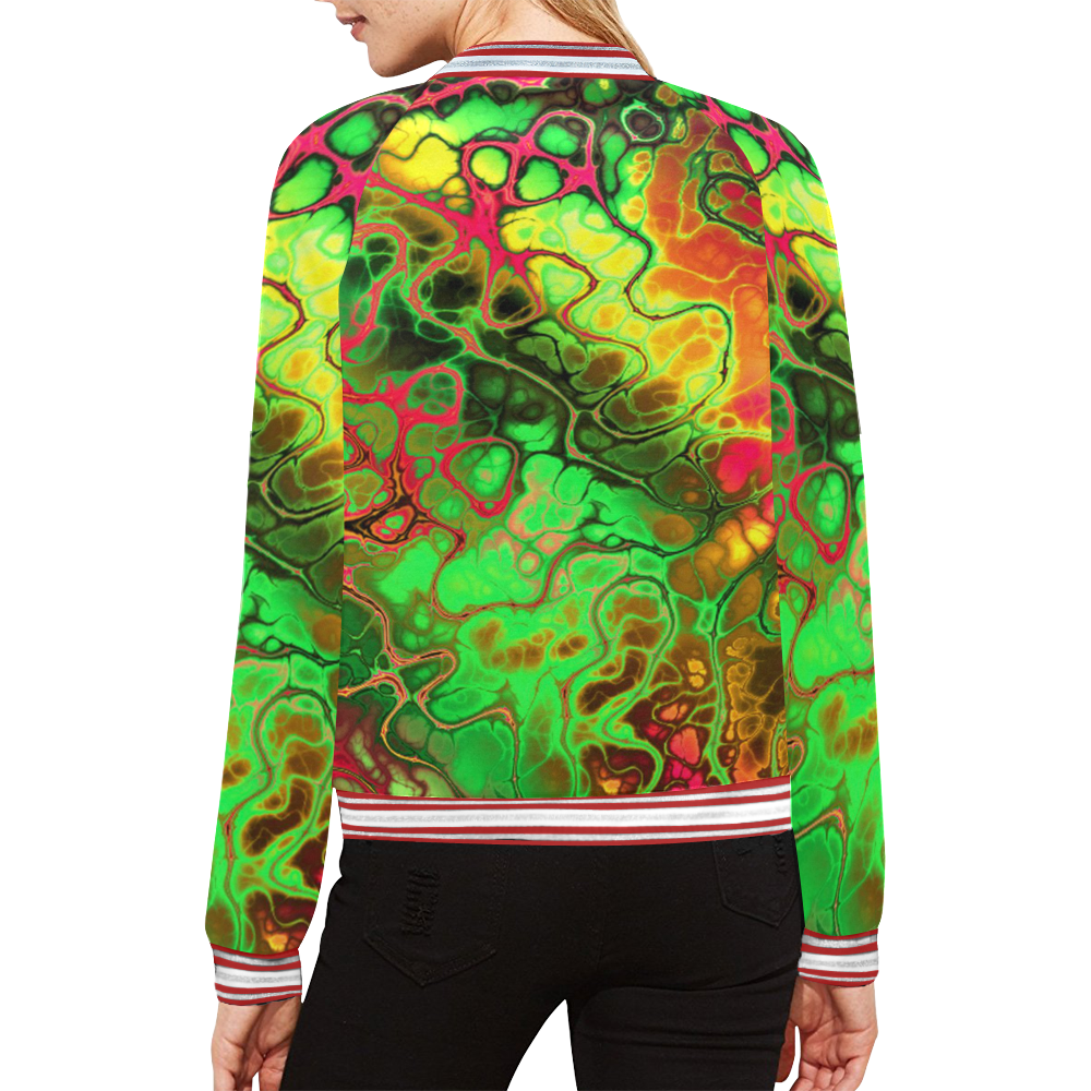 awesome fractal 35I by JamColors All Over Print Bomber Jacket for Women (Model H21)