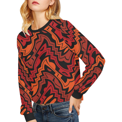Heat Wave Crop Pullover Sweatshirts for Women (Model H20) | ID: D2278280