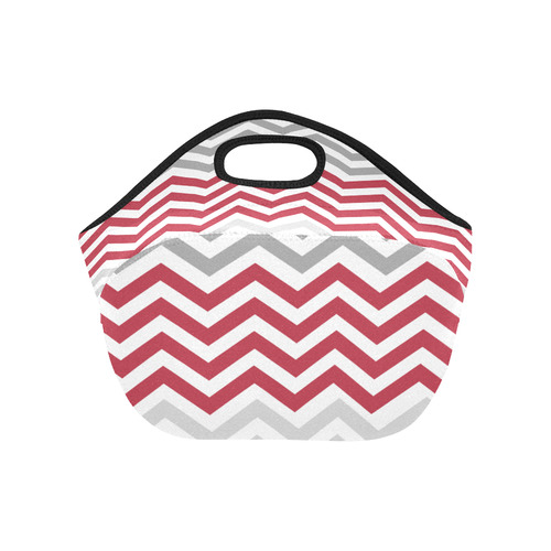 Red and Grey Chevrons Neoprene Lunch Bag/Small (Model 1669)