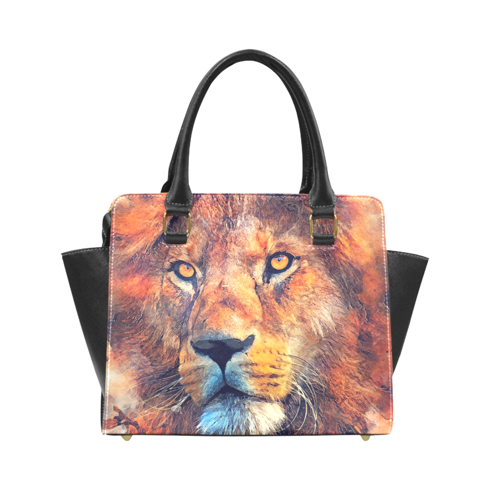 lion art #lion #animals #cat Rivet Shoulder Handbag (Model 1645)