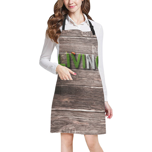 Apron Red Lady Bug Green Grass by Tell 3 People All Over Print Apron