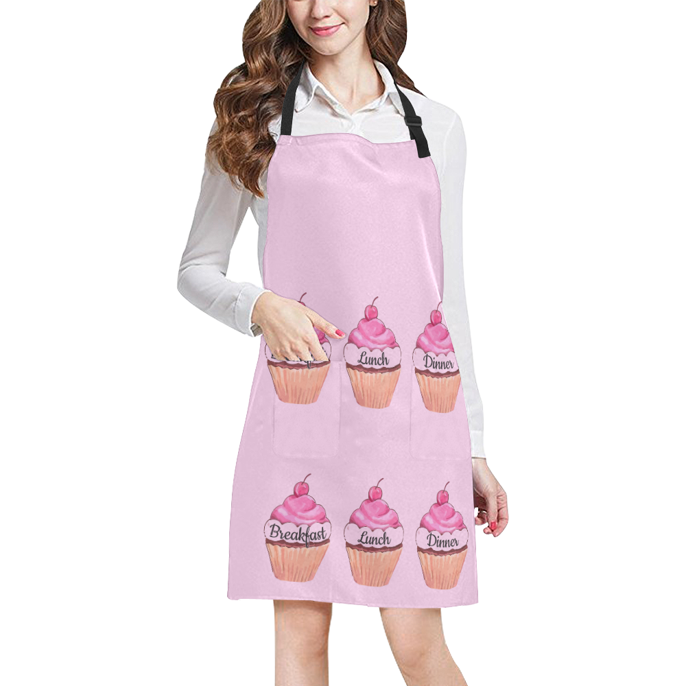 Apron Pink Cupcakes by Tell 3 People All Over Print Apron