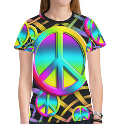 Neon Colorful PEACE pattern New All Over Print T-shirt for Women (Model T45)