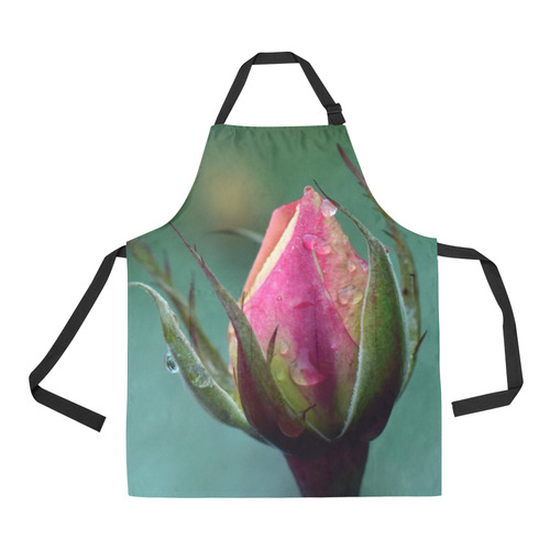 Apron Pink Rose Bud by Tell 3 People All Over Print Apron