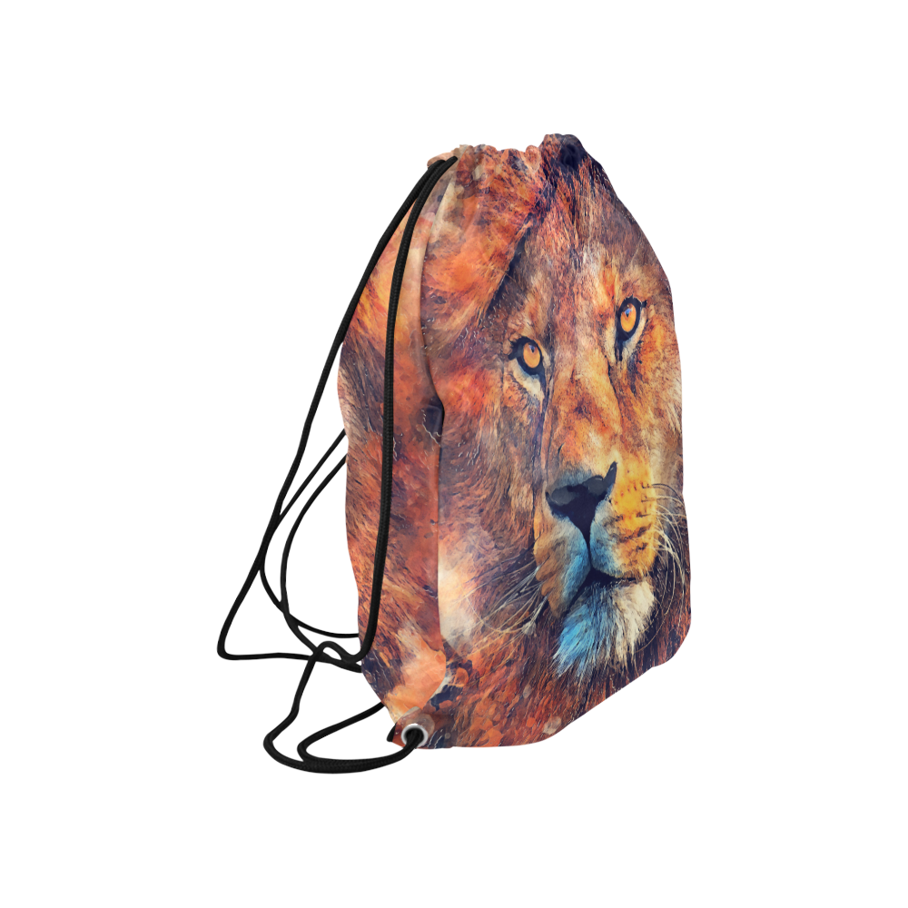 lion art #lion #animals #cat Large Drawstring Bag Model 1604 (Twin Sides)  16.5"(W) * 19.3"(H)