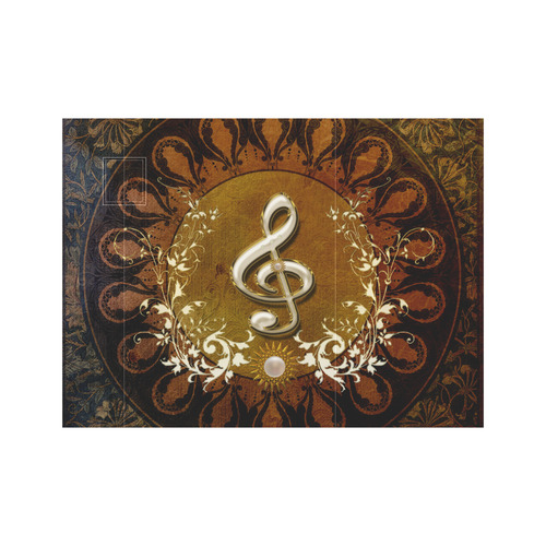 Music, decorative clef with floral elements Neoprene Water Bottle Pouch/Small