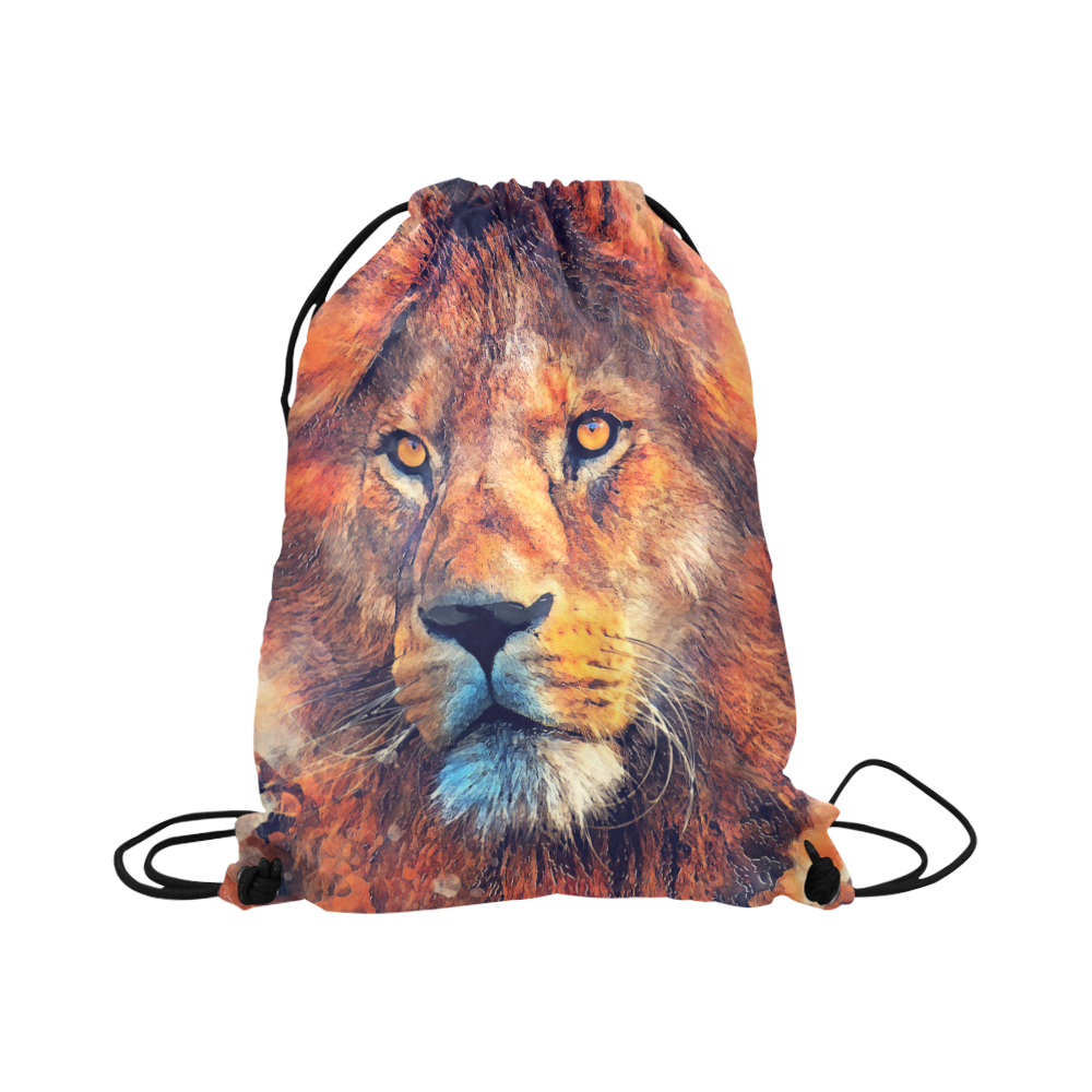lion art #lion #animals #cat Large Drawstring Bag Model 1604 (Twin Sides)  16.5"(W) * 19.3"(H)