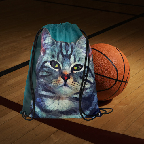 cat Bella #cat #cats #kitty Large Drawstring Bag Model 1604 (Twin Sides)  16.5"(W) * 19.3"(H)