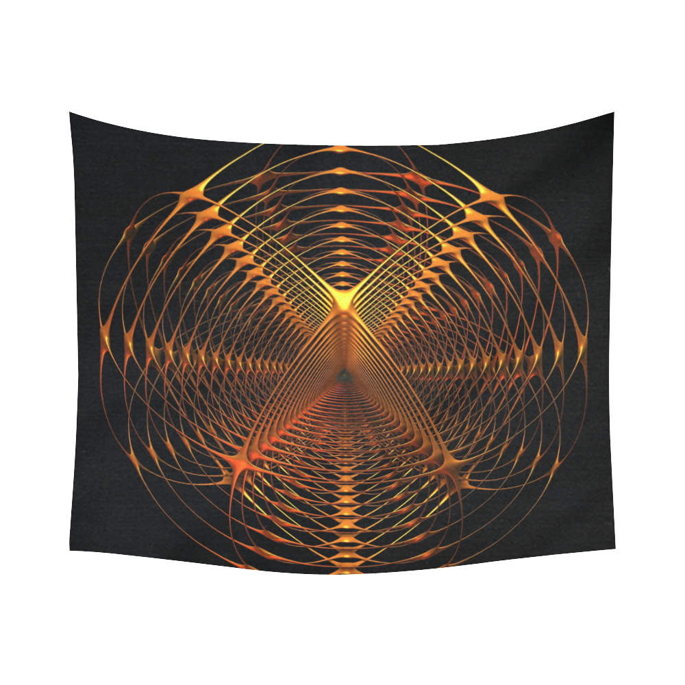 Golden Web Cotton Linen Wall Tapestry 60"x 51"