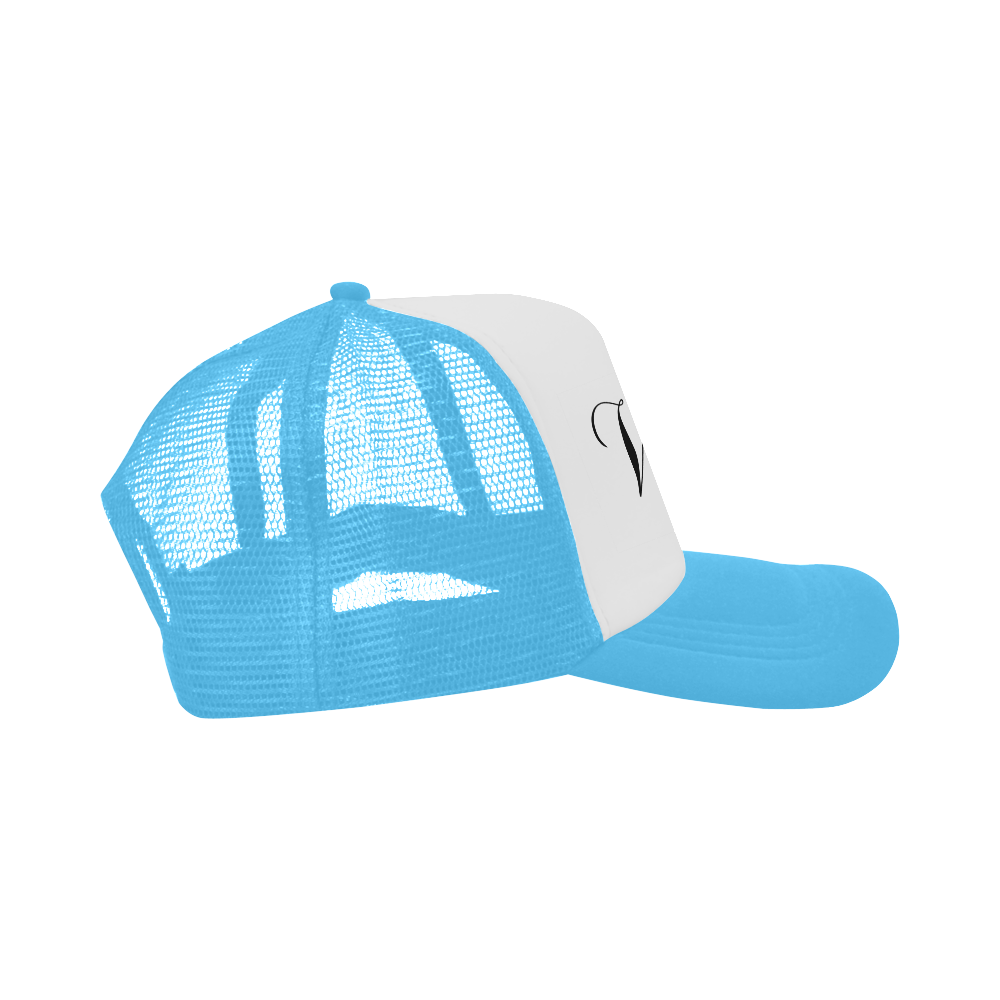 Alphabet V Light Blue Trucker Hat