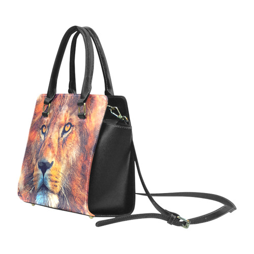 lion art #lion #animals #cat Rivet Shoulder Handbag (Model 1645)