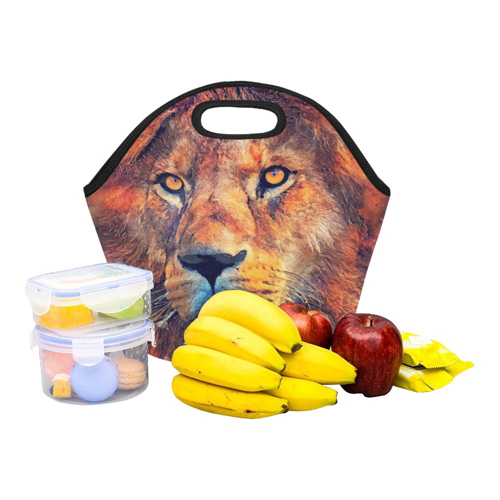 lion art #lion #animals #cat Neoprene Lunch Bag/Small (Model 1669)