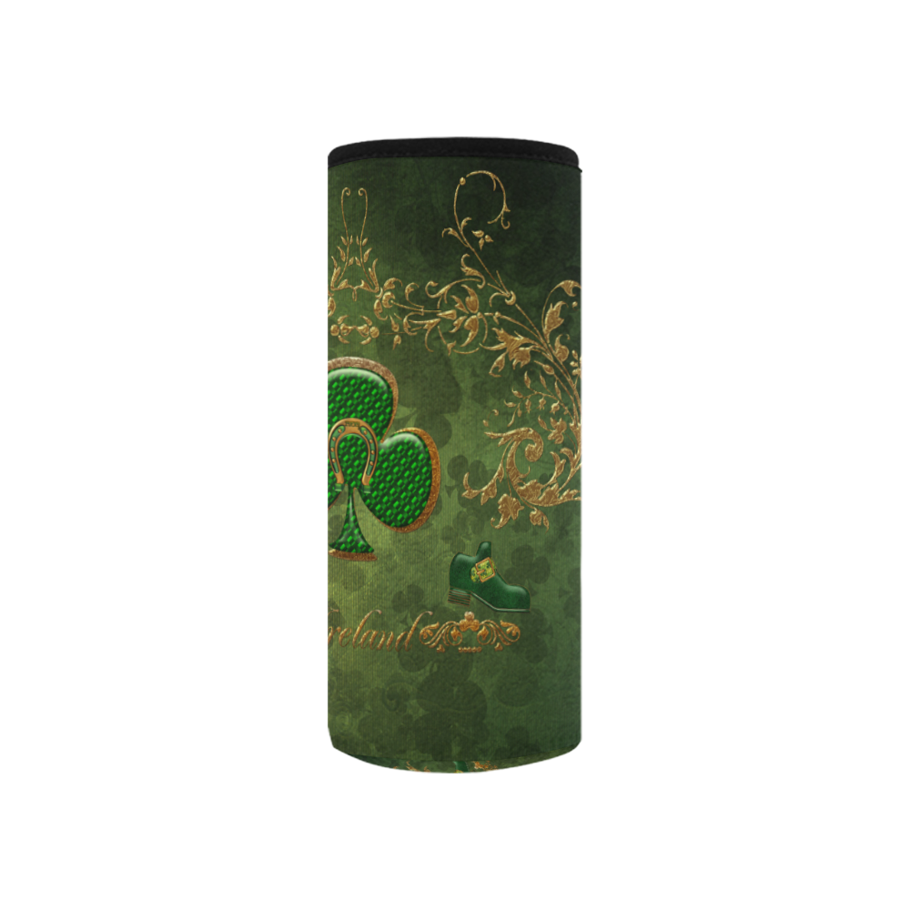 Happy st. patrick's day with clover Neoprene Water Bottle Pouch/Small