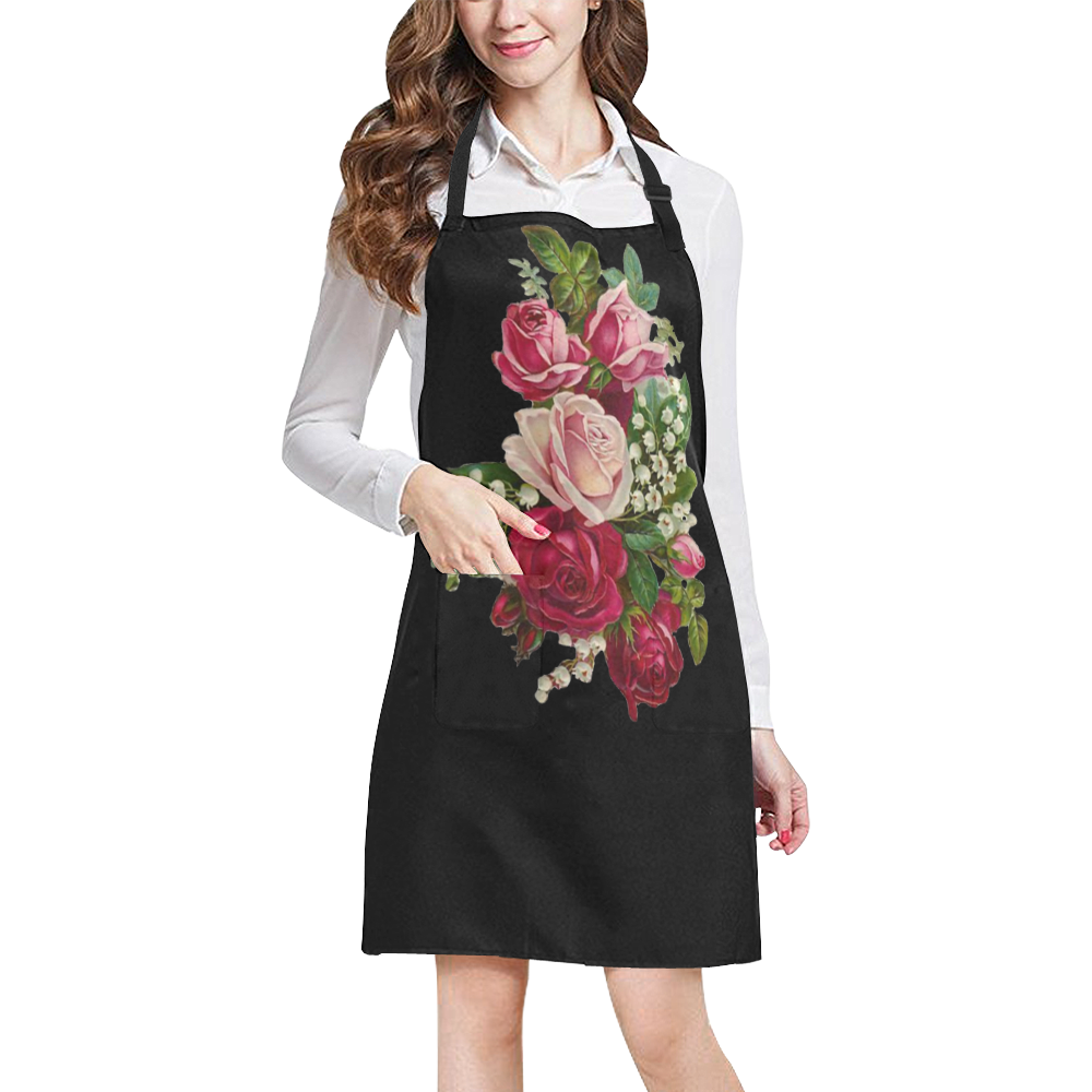 Apron Vintage Rose Bouquet by Tell 3 People All Over Print Apron