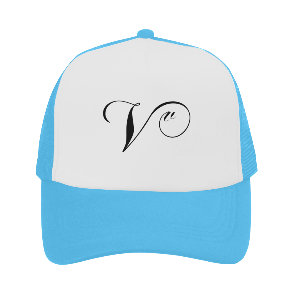 Alphabet V Light Blue Trucker Hat