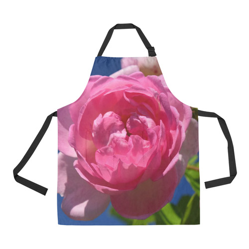 Apron Pink Rose Blue Sky by Tell 3 People All Over Print Apron