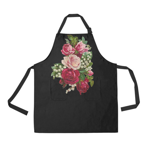 Apron Vintage Rose Bouquet by Tell 3 People All Over Print Apron