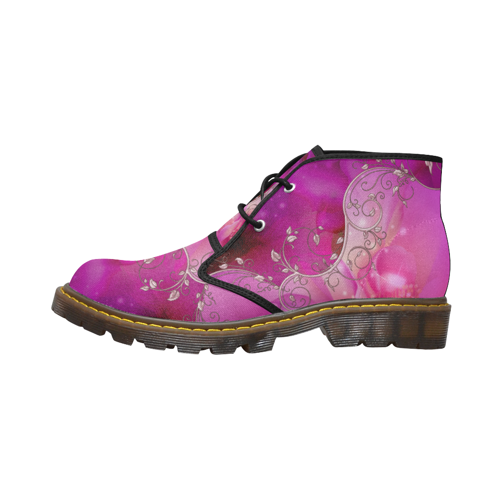 Wonderful floral design Men's Canvas Chukka Boots (Model 2402-1)